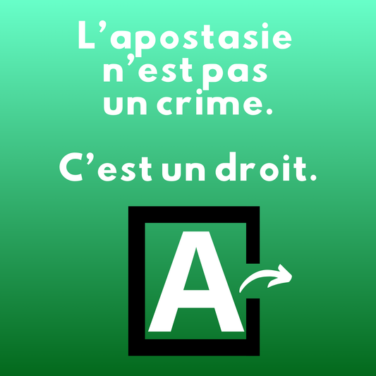 « L'apostasie n'est pas un crime, c'est un droit » - Lot de stickers sur fond vert - apostat kouffar kufr