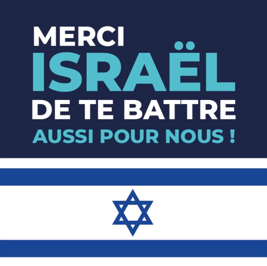 Merci Israël de te battre aussi pour nous" lot de stickers